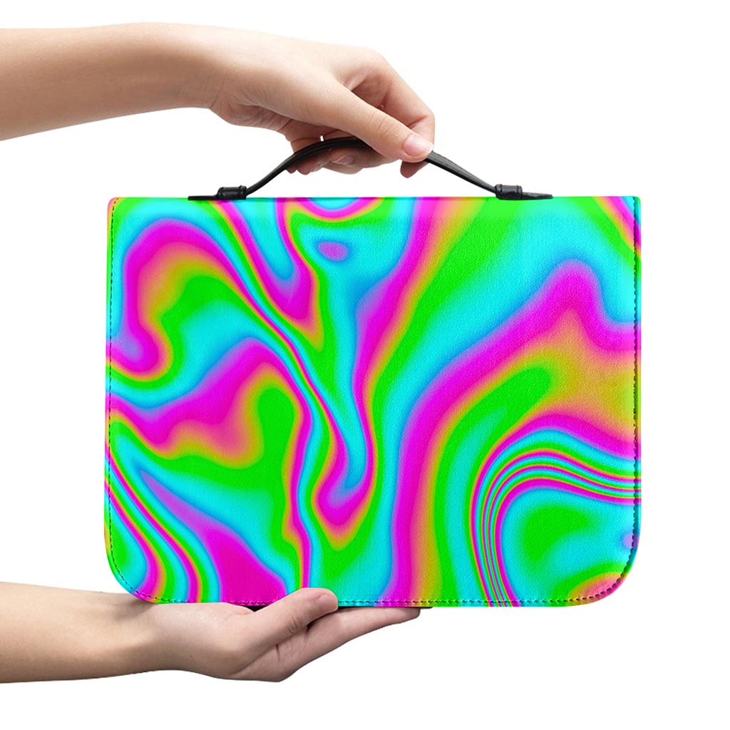 Abstract Psychedelic Trippy Print Leather Bible Cover