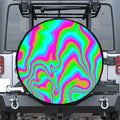 Abstract Psychedelic Trippy Print Leather Spare Tire Cover