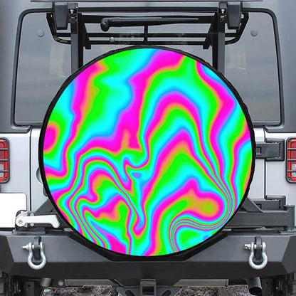 Abstract Psychedelic Trippy Print Leather Spare Tire Cover