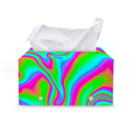 Abstract Psychedelic Trippy Print Leather Tissue Box Cover