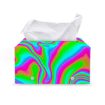 Abstract Psychedelic Trippy Print Leather Tissue Box Cover