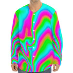 Abstract Psychedelic Trippy Print Long Sleeve Baseball Jersey