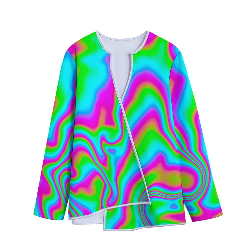 Abstract Psychedelic Trippy Print Long Sleeve Short Coat