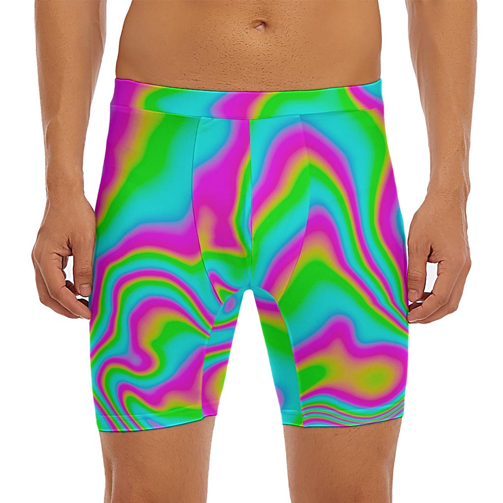 Abstract Psychedelic Trippy Print Men's Long Boxer Briefs