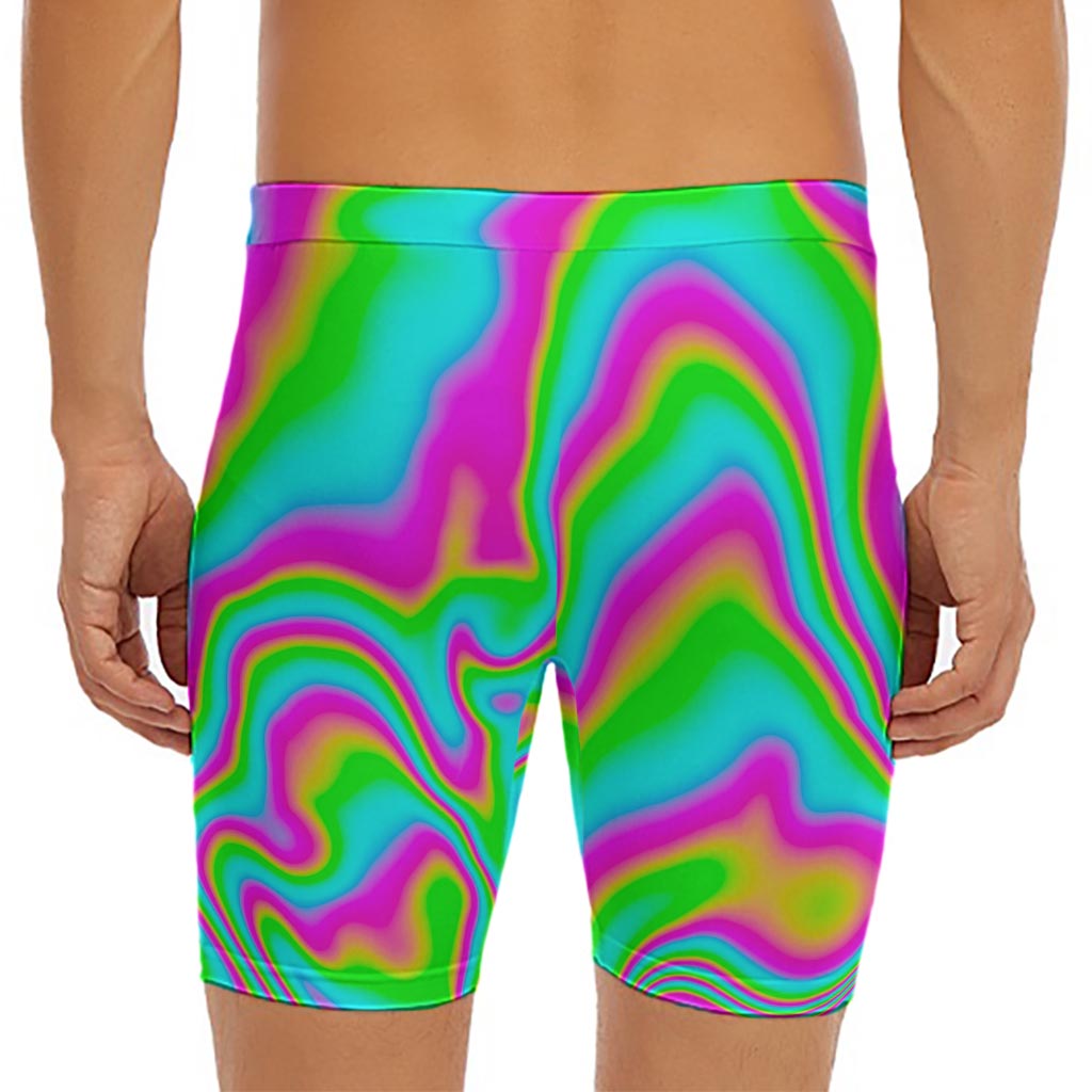 Abstract Psychedelic Trippy Print Men's Long Boxer Briefs