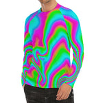 Abstract Psychedelic Trippy Print Men's Long Sleeve Rash Guard