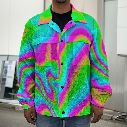 Abstract Psychedelic Trippy Print Men's Shirt Jacket