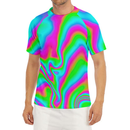 Abstract Psychedelic Trippy Print Men's Short Sleeve Rash Guard