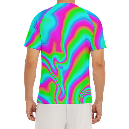Abstract Psychedelic Trippy Print Men's Short Sleeve Rash Guard
