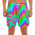 Abstract Psychedelic Trippy Print Men's Split Running Shorts