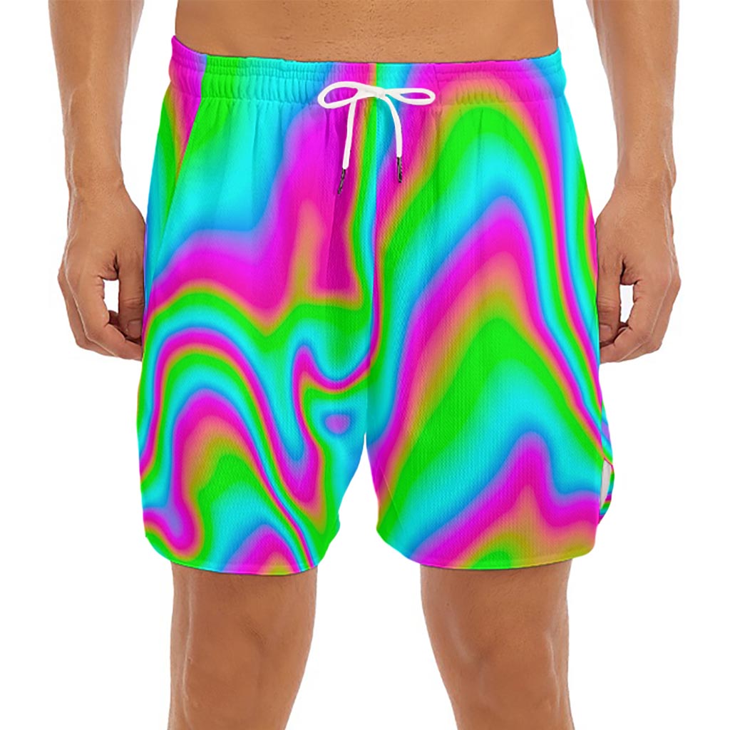Abstract Psychedelic Trippy Print Men's Split Running Shorts