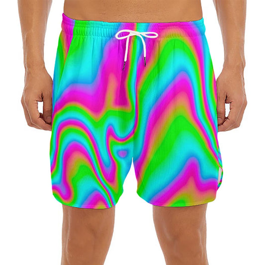Abstract Psychedelic Trippy Print Men's Split Running Shorts