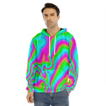 Abstract Psychedelic Trippy Print Men's Velvet Pullover Hoodie