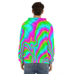 Abstract Psychedelic Trippy Print Men's Velvet Pullover Hoodie