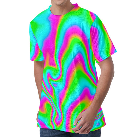 Abstract Psychedelic Trippy Print Men's Velvet T-Shirt