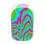 Abstract Psychedelic Trippy Print Mesh Laundry Hamper