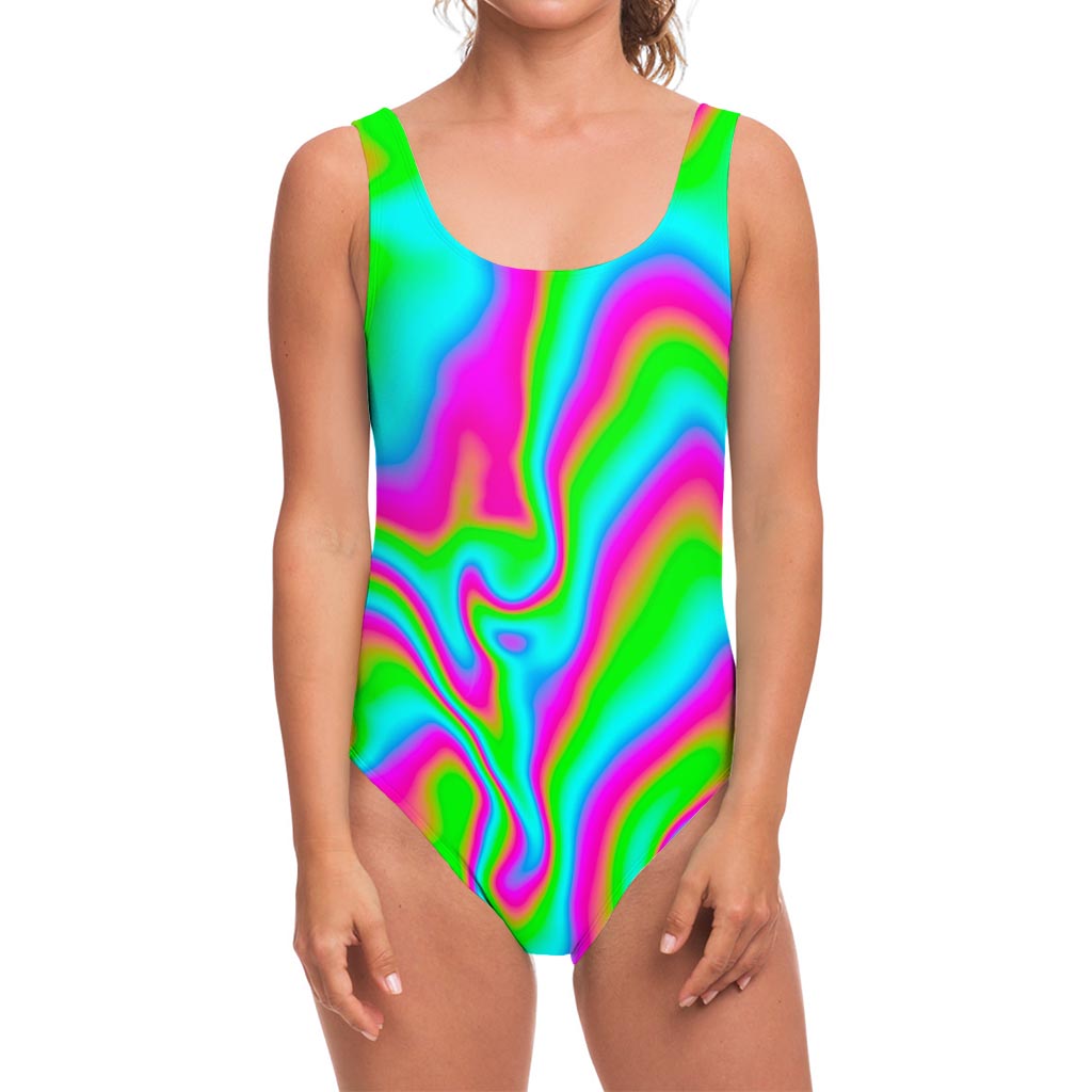 Abstract Psychedelic Trippy Print One Piece Swimsuit