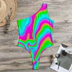 Abstract Psychedelic Trippy Print One Shoulder Bodysuit