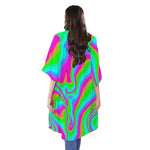 Abstract Psychedelic Trippy Print Open Front Beach Cover Up
