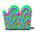 Abstract Psychedelic Trippy Print Oven Mitts