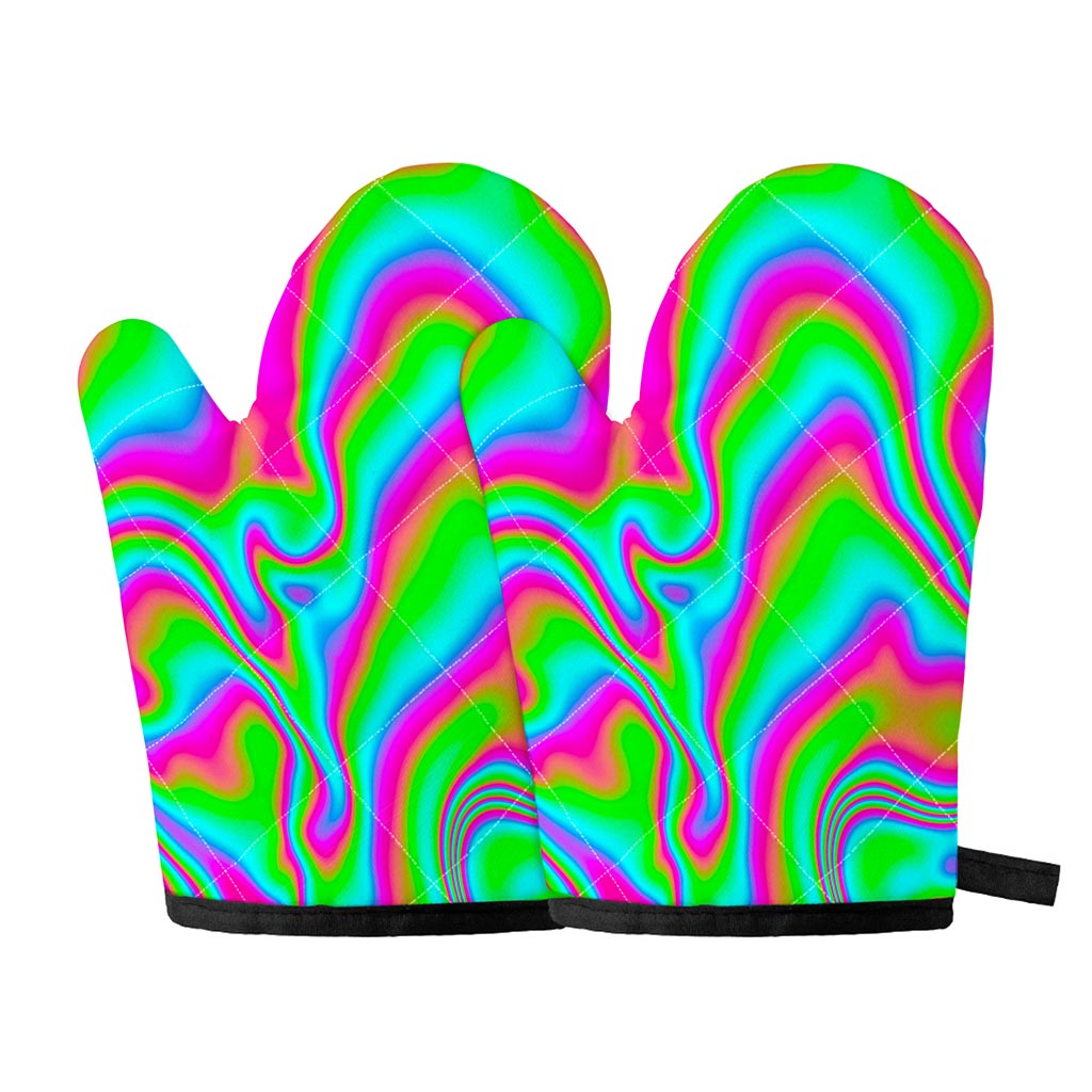 Abstract Psychedelic Trippy Print Oven Mitts