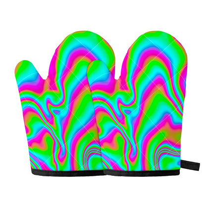 Abstract Psychedelic Trippy Print Oven Mitts
