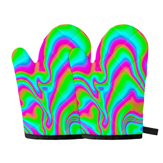 Abstract Psychedelic Trippy Print Oven Mitts