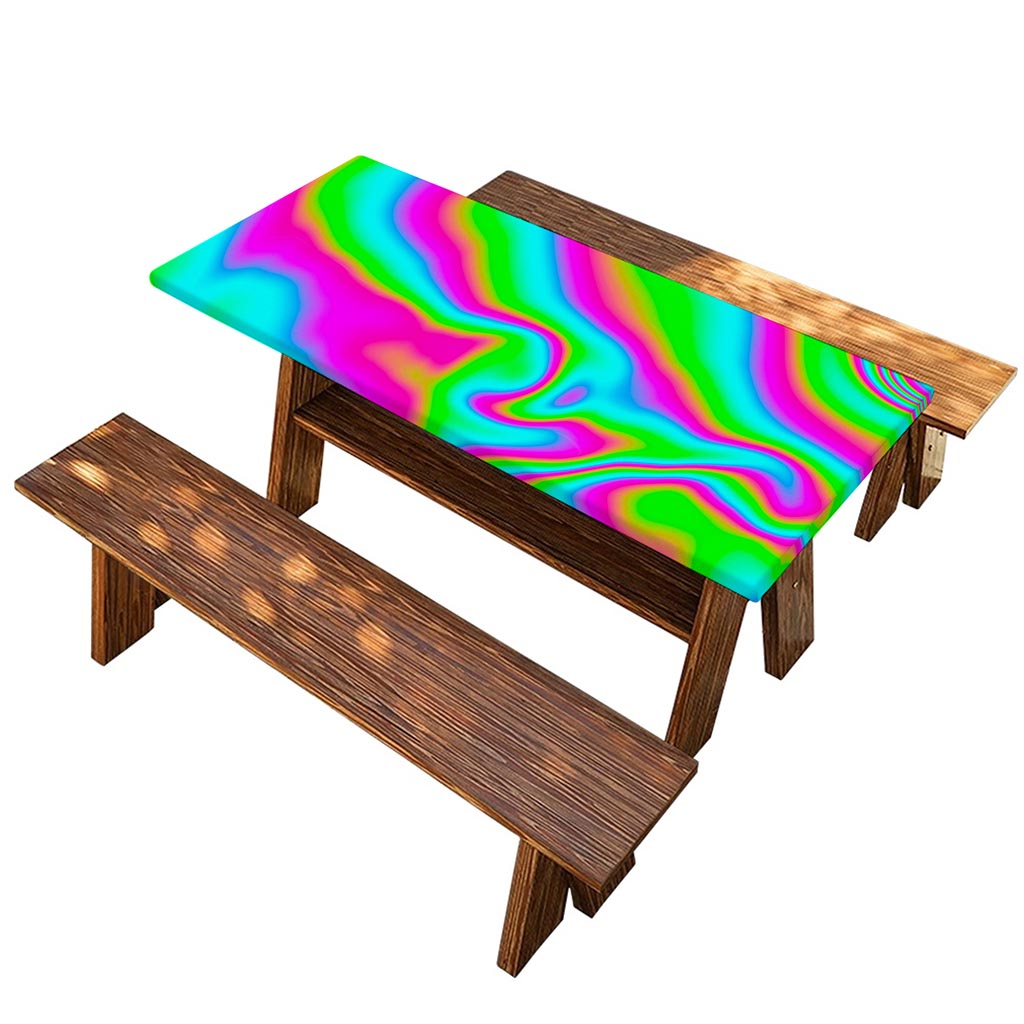 Abstract Psychedelic Trippy Print Picnic Table Cover