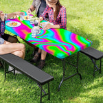 Abstract Psychedelic Trippy Print Picnic Table Cover