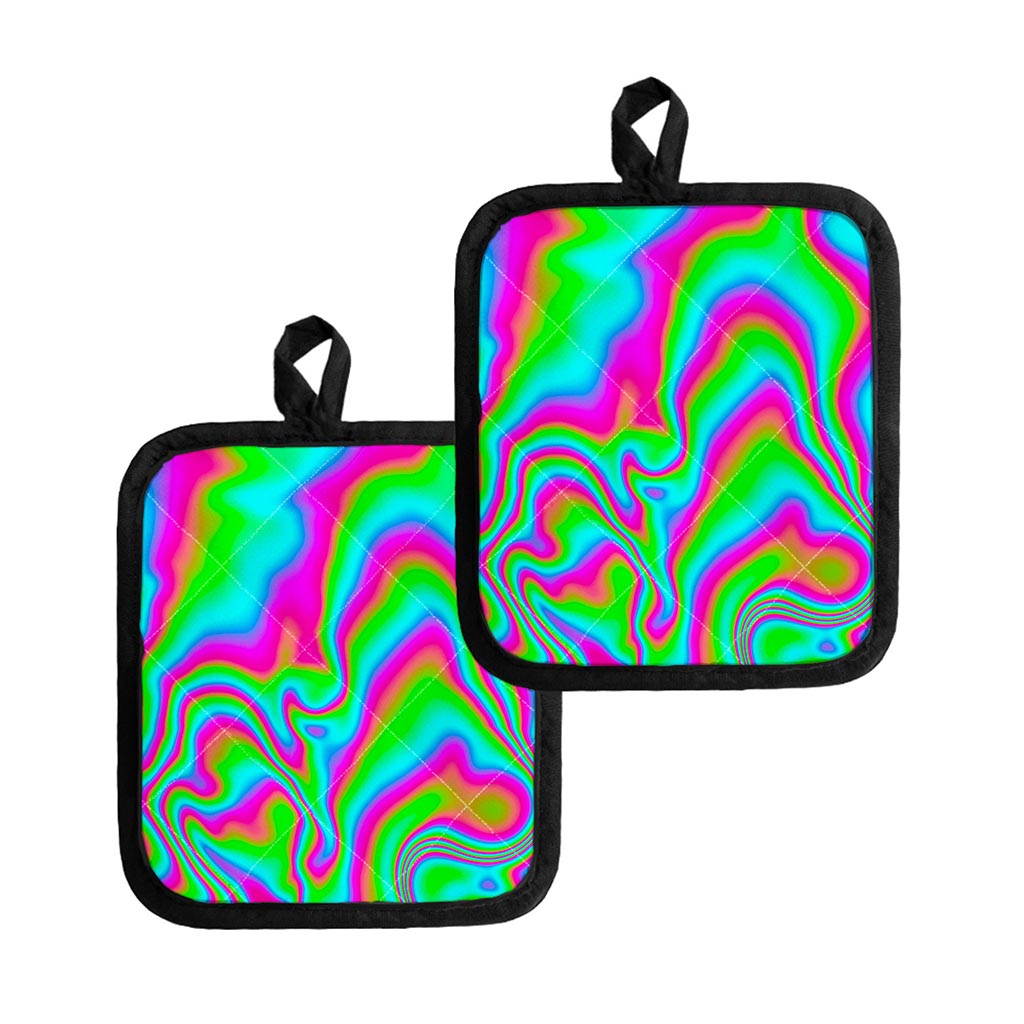 Abstract Psychedelic Trippy Print Pot Holders