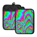 Abstract Psychedelic Trippy Print Pot Holders With Pocket
