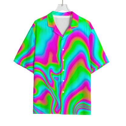 Abstract Psychedelic Trippy Print Rayon Hawaiian Shirt