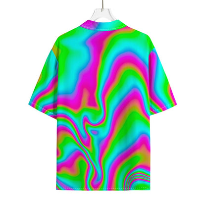 Abstract Psychedelic Trippy Print Rayon Hawaiian Shirt