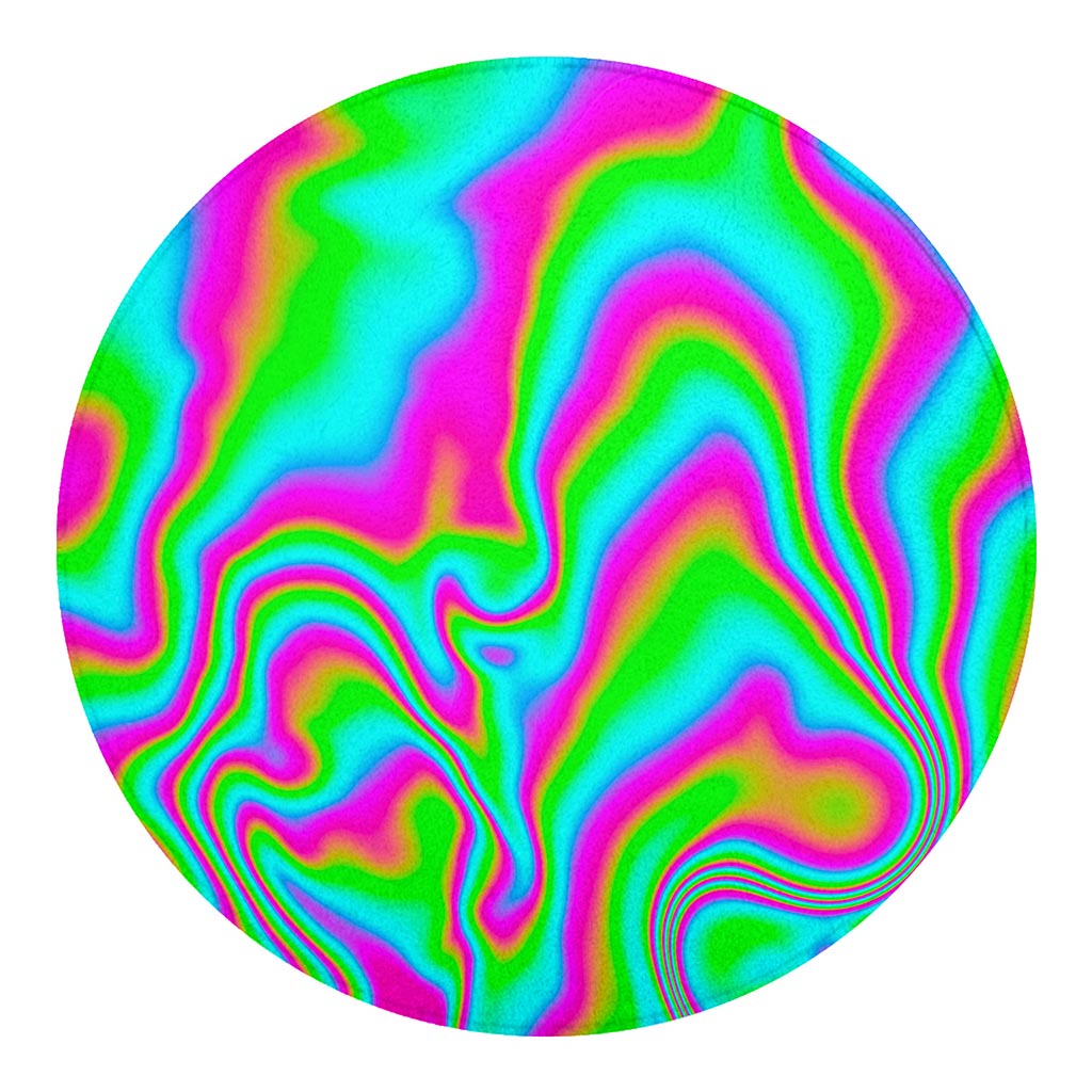 Abstract Psychedelic Trippy Print Round Blanket