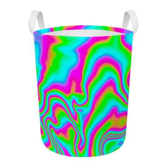 Abstract Psychedelic Trippy Print Round Laundry Basket