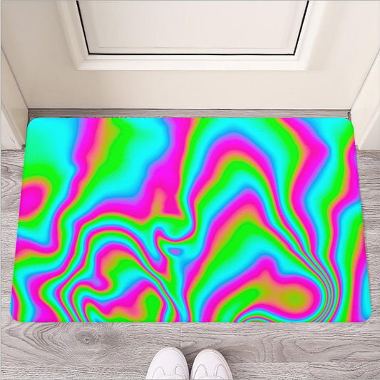Abstract Psychedelic Trippy Print Rubber Doormat