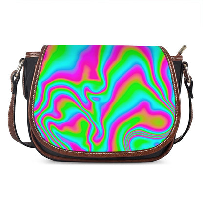Abstract Psychedelic Trippy Print Saddle Bag