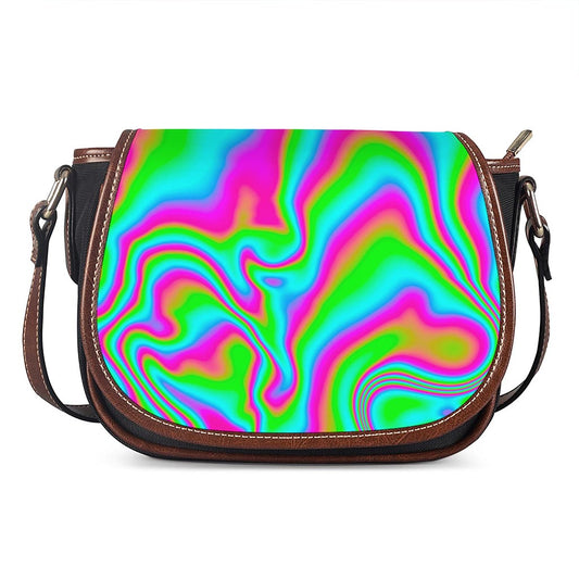 Abstract Psychedelic Trippy Print Saddle Bag