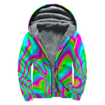 Abstract Psychedelic Trippy Print Sherpa Lined Zip Up Hoodie