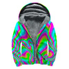 Abstract Psychedelic Trippy Print Sherpa Lined Zip Up Hoodie