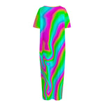 Abstract Psychedelic Trippy Print Short Sleeve Long Nightdress