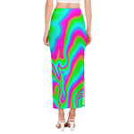 Abstract Psychedelic Trippy Print Side Slit Maxi Skirt