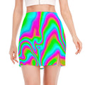 Abstract Psychedelic Trippy Print Side Slit Mini Skirt