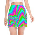 Abstract Psychedelic Trippy Print Side Slit Mini Skirt