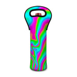 Abstract Psychedelic Trippy Print Single Neoprene Wine Tote