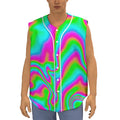 Abstract Psychedelic Trippy Print Sleeveless Baseball Jersey