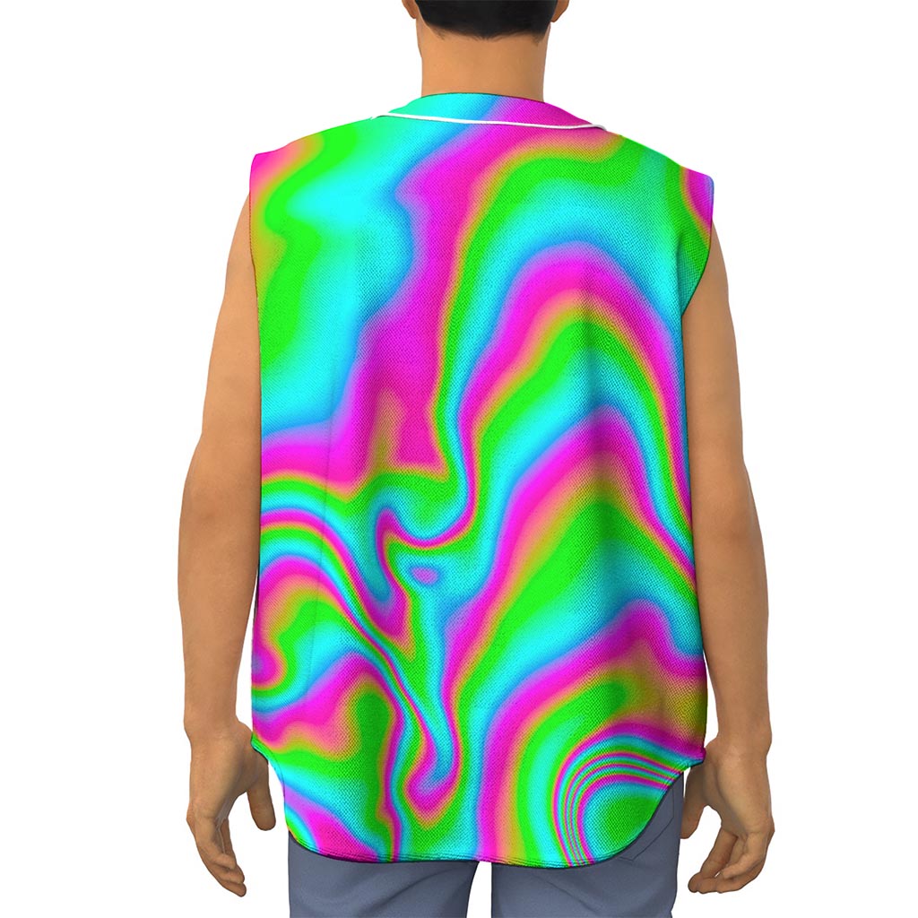 Abstract Psychedelic Trippy Print Sleeveless Baseball Jersey