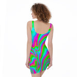 Abstract Psychedelic Trippy Print Sleeveless Bodycon Dress
