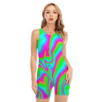 Abstract Psychedelic Trippy Print Sleeveless One Piece Swimsuit