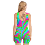 Abstract Psychedelic Trippy Print Sleeveless One Piece Swimsuit